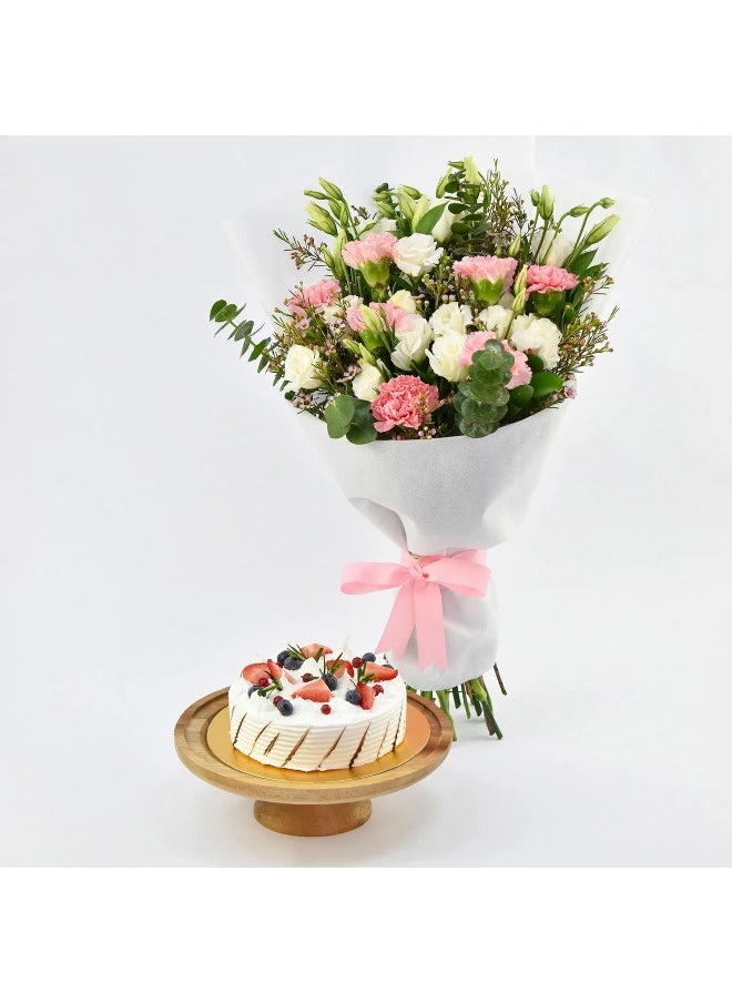Ferns N Petals - Vegan Vanilla Crunchy Cake With Fresh Flowers - Image 1