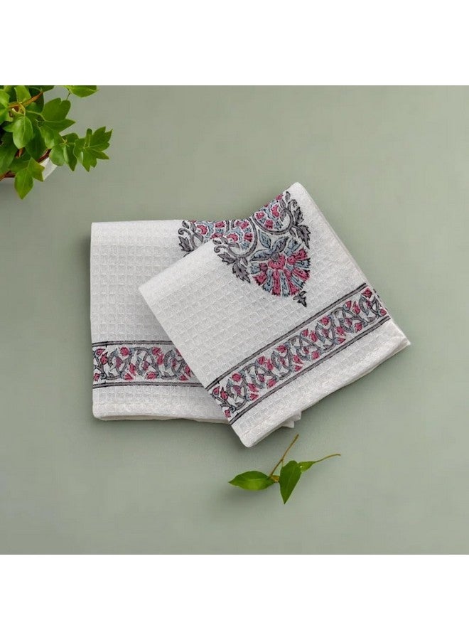 Peepul Tree Block Printed Hand and Bath Towels, Super Absorbent, Soft & Faster Drying, Floral Printed 100% Pure Cotton, 240 GSM (2 Hand Towel Set, Pink) - Image 4