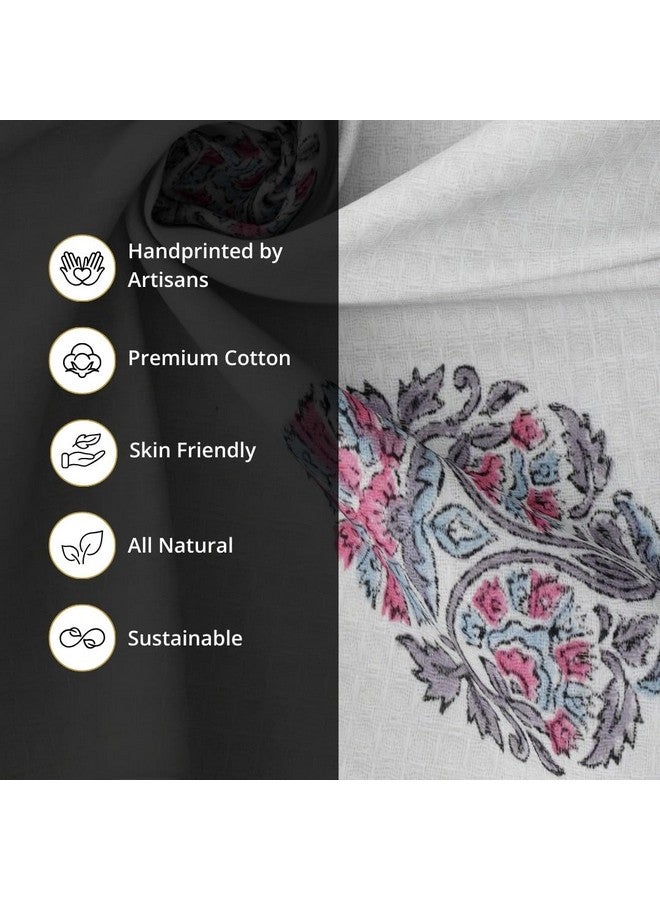 Peepul Tree Block Printed Hand and Bath Towels, Super Absorbent, Soft & Faster Drying, Floral Printed 100% Pure Cotton, 240 GSM (2 Hand Towel Set, Pink) - Image 5