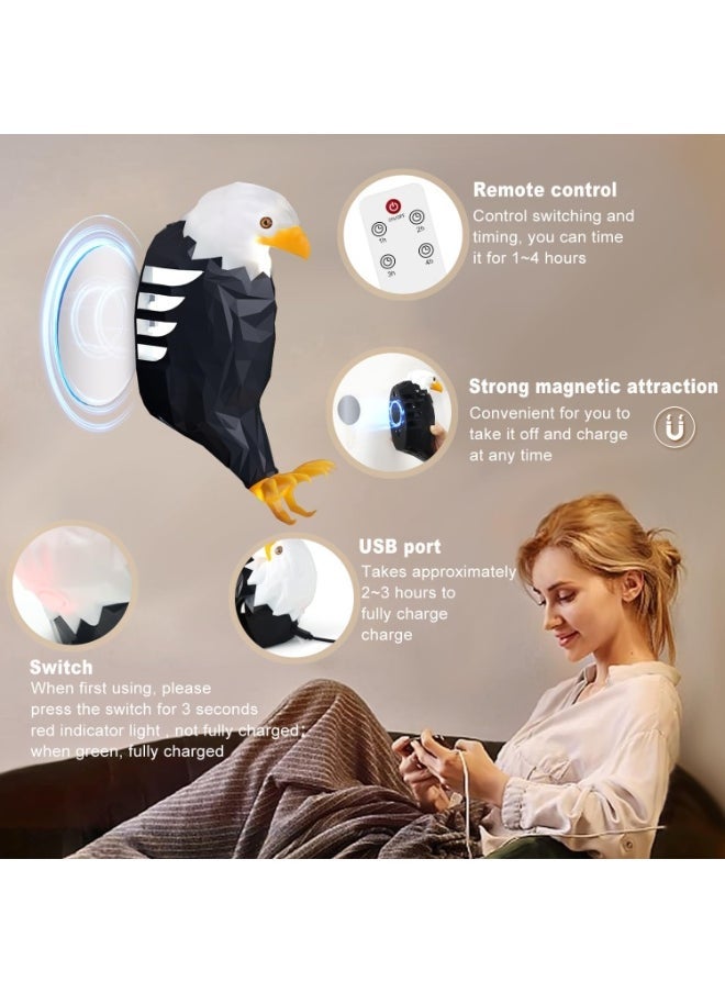 JAJEEK Bald Eagle Wall Lamp | Remote-Controlled Magnetic LED Light | USB Rechargeable & Battery Operated Indoor Decor Light - Image 4