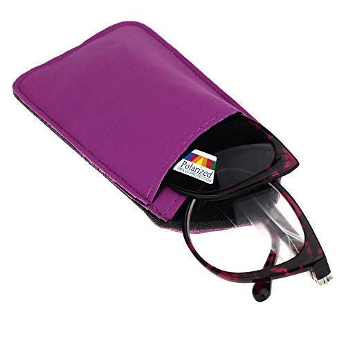 SA106 Cateye Magnetic Clip On Polarized Sunglasses On Bifocal Reading Glasses (Purple Tortoise, 2.00, x) - Image 4