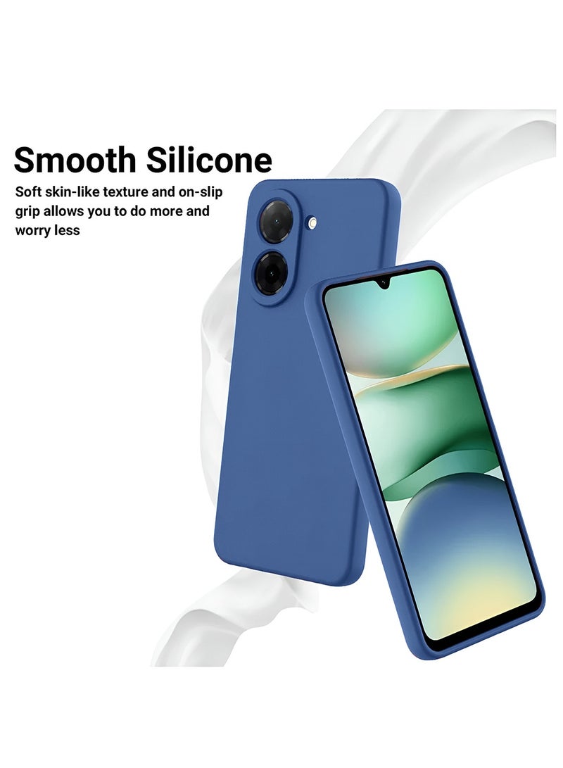 دبليو تيك غطاء سلكوني ناعم سائل فائق الجودة لجهاز Xiaomi Redmi A5 4G 2025 (MCRPSN) - الأزرق الداكن - Image 2