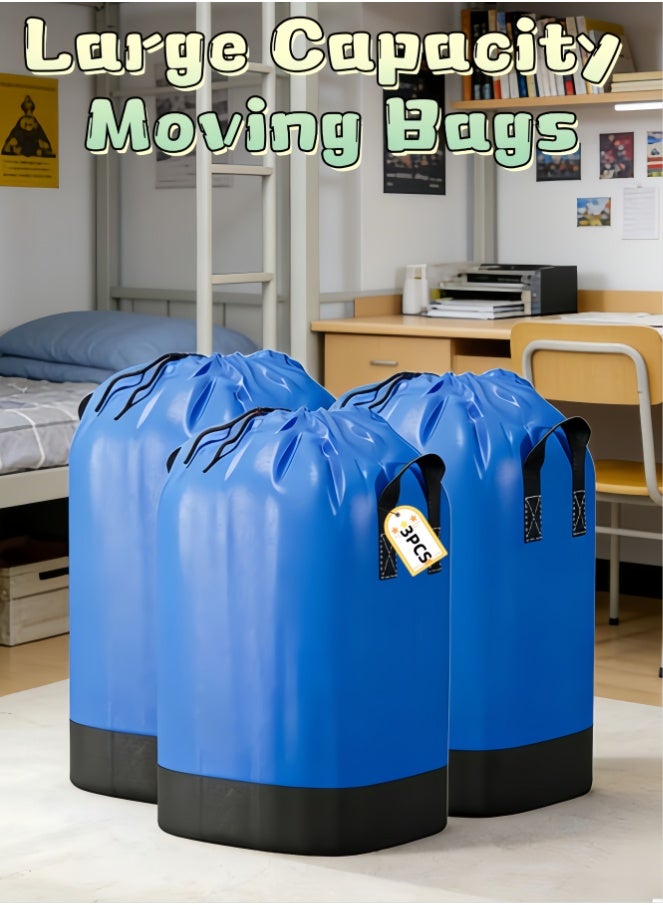 Extra Large Moving Bags with Drawstring Closure & Carrying Handles, Waterproof Durable Clothes Storage Bags, Space Saving Oversized Storage Bag Organizer for Moving, Traveling (D-400M-BLUE) - Image 1