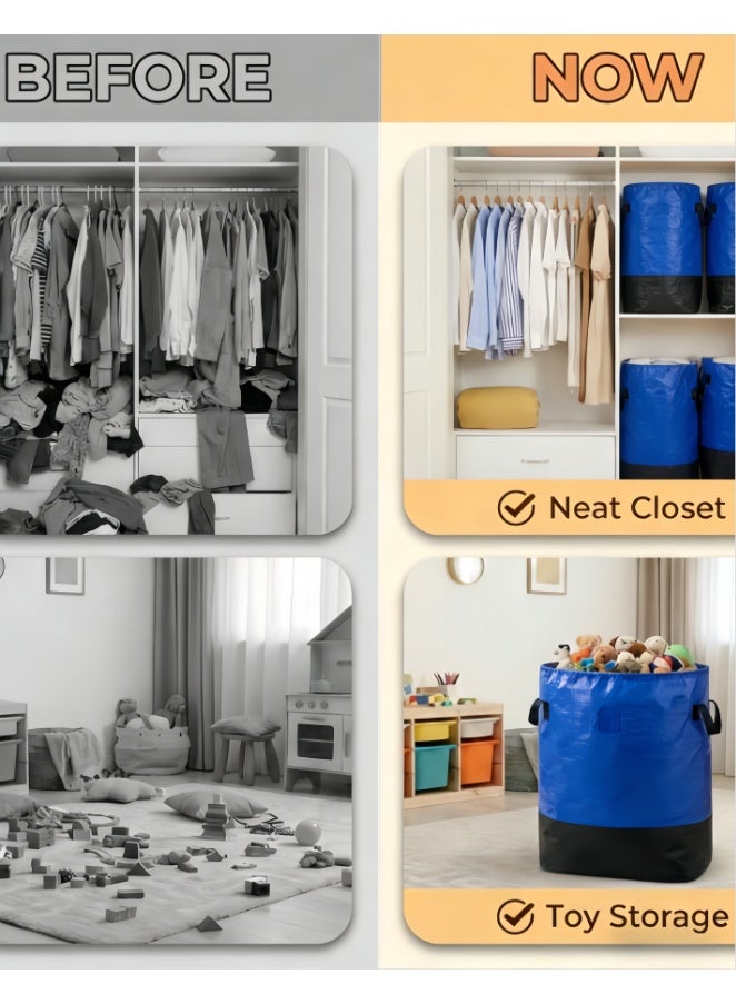 Extra Large Moving Bags with Drawstring Closure & Carrying Handles, Waterproof Durable Clothes Storage Bags, Space Saving Oversized Storage Bag Organizer for Moving, Traveling (D-400M-BLUE) - Image 4
