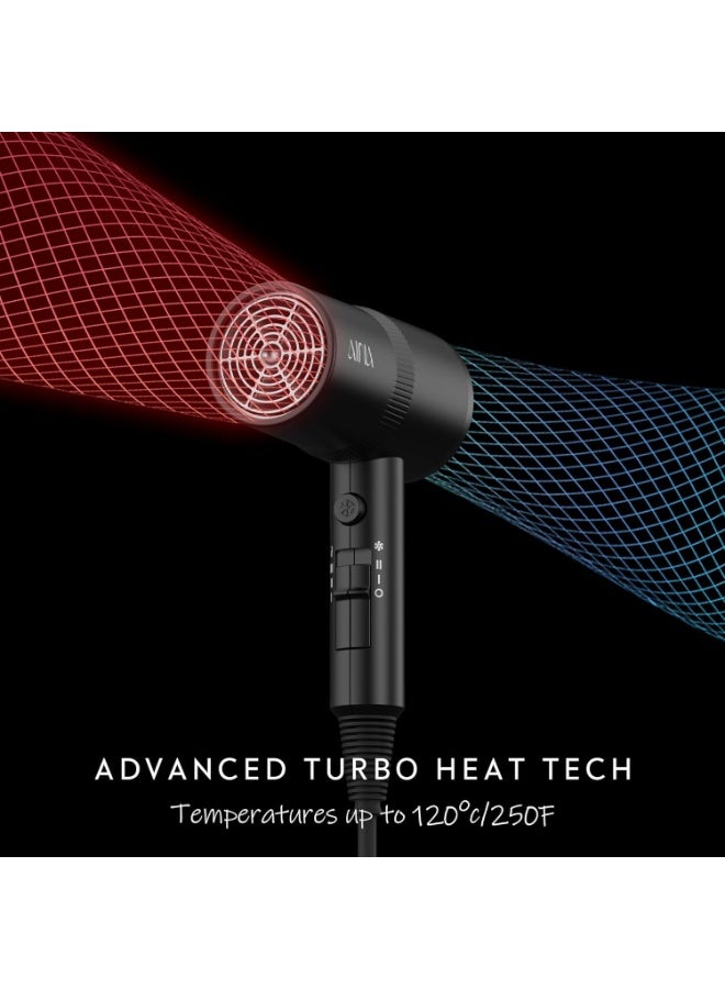 AINA Hair Dryer with Diffuser, Blow Dryer for Women | Advanced Ionic Technology, Ceramic Coating | Cold Shot Features Turbo Heat for Fast Drying and Shine 230V/BS Plug - Image 3