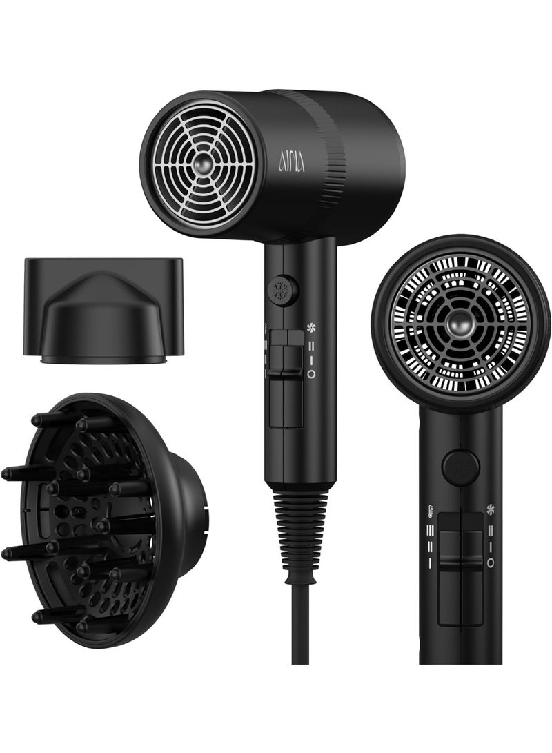 AINA Hair Dryer with Diffuser, Blow Dryer for Women | Advanced Ionic Technology, Ceramic Coating | Cold Shot Features Turbo Heat for Fast Drying and Shine 230V/BS Plug - Image 1
