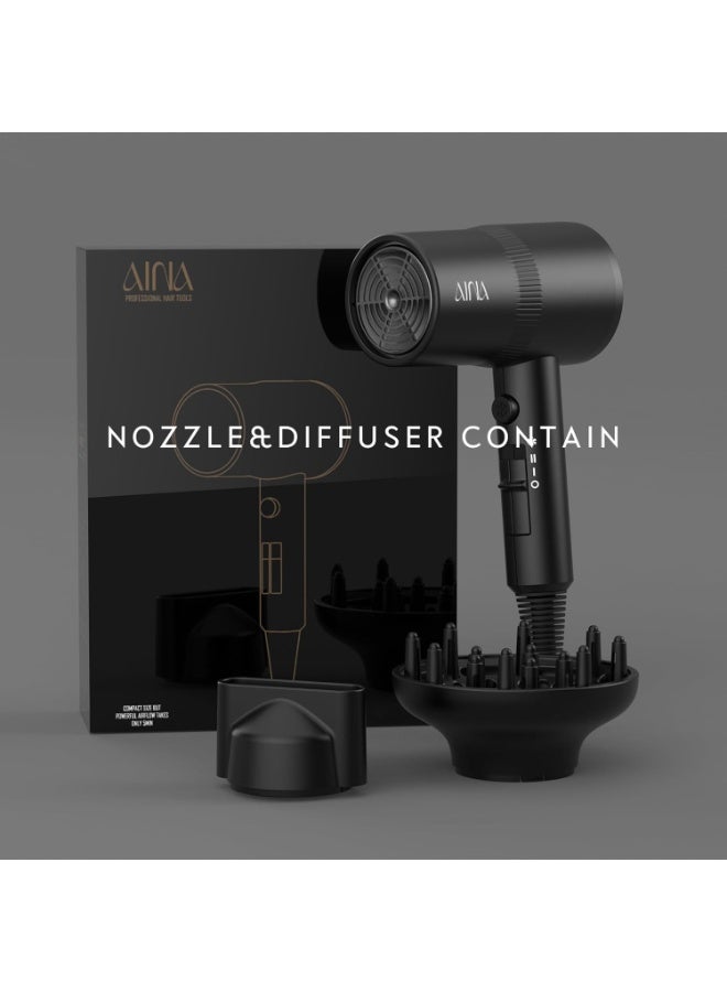 AINA Hair Dryer with Diffuser, Blow Dryer for Women | Advanced Ionic Technology, Ceramic Coating | Cold Shot Features Turbo Heat for Fast Drying and Shine 230V/BS Plug - Image 2