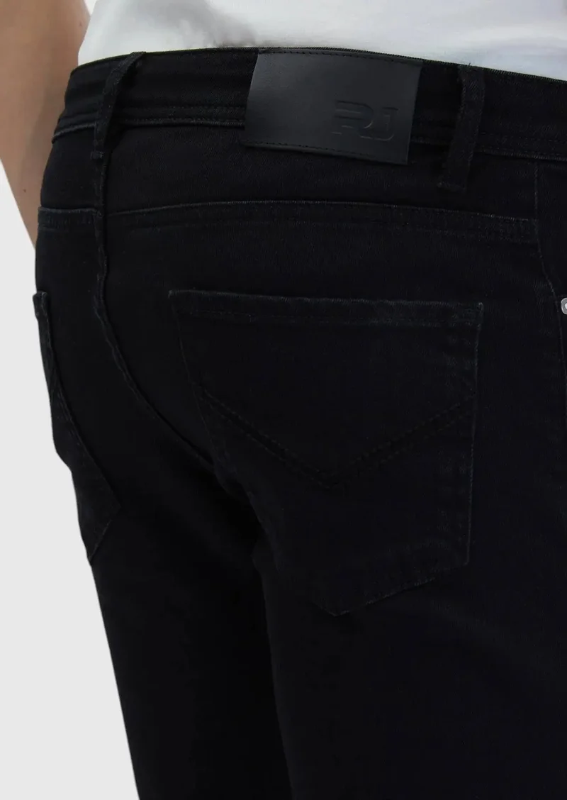 RAMSEY Black Slim Fit Denim Cotton Blended Trousers