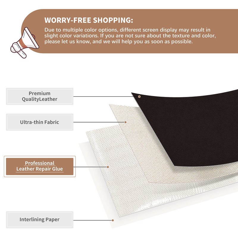 ONine Leather Repair Patch, Self-Adhesive Couch Patch, Multicolor Available Scratch Leather 8X11 Inch Peel and Stick for Sofas(Dark Brown-Fine Grain) - Image 2