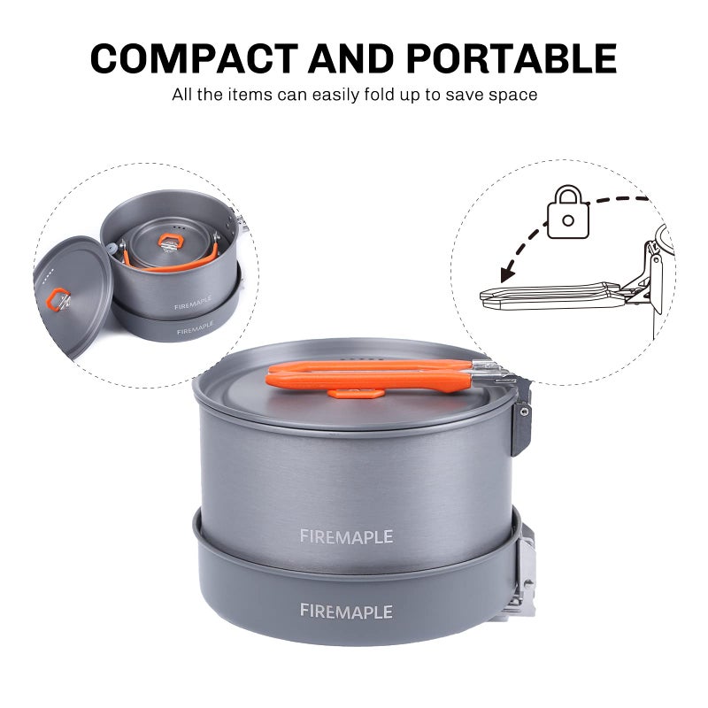 Fire-Maple Feast Heat Exchanger Set | Compact Camping Cooking Set | Nested Design | Contain with a Pot, Kettle and Non-Stick Frypan | Ideal for Fishing, Picnic and Camp use - Image 4