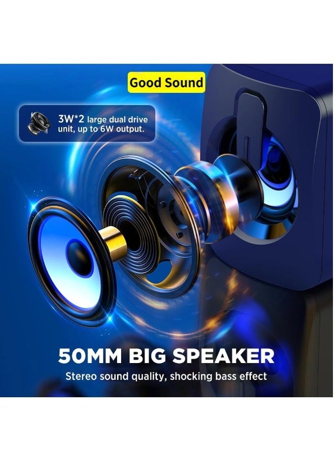 ShebSheb - Small USB Powered 3.5mm Aux Desktop Computer Speakers,PC Speakers for Desktop,Single Size 9x6.7x6.2 cm - Image 1