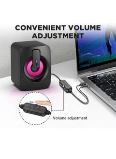 ShebSheb Small USB Powered 3.5mm Aux Desktop Computer Speakers,PC Speakers for Desktop,Single Size 9x6.7x6.2 cm  - Image 2