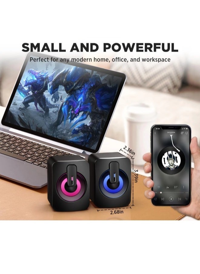 ShebSheb - Small USB Powered 3.5mm Aux Desktop Computer Speakers,PC Speakers for Desktop,Single Size 9x6.7x6.2 cm - Image 1