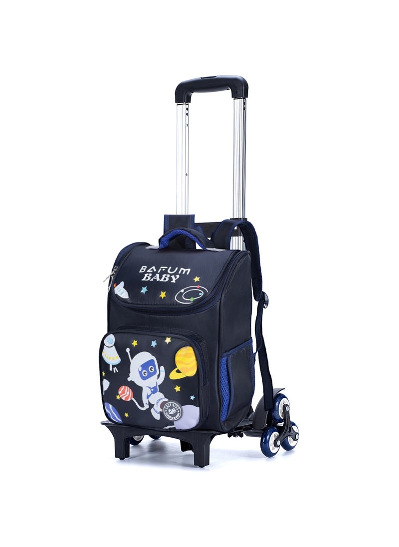 Eazy Kids - Eazy Kids Astronaut School bag with Universal TROLLEY - Blue - Image 1