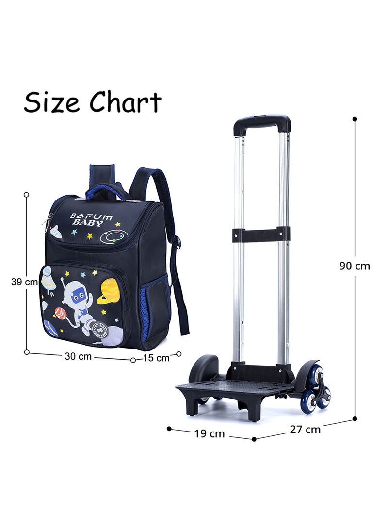 Eazy Kids - Eazy Kids Astronaut School bag with Universal TROLLEY - Blue - Image 1