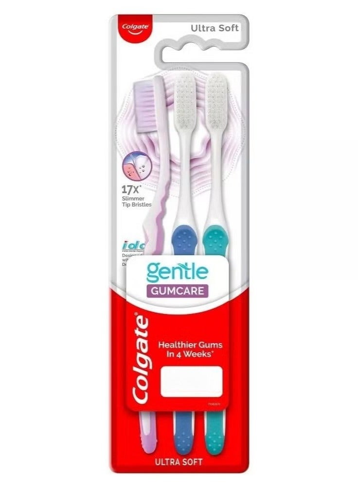 Gentle Gumcare Toothbrush ultra soft multicolour pack of 3