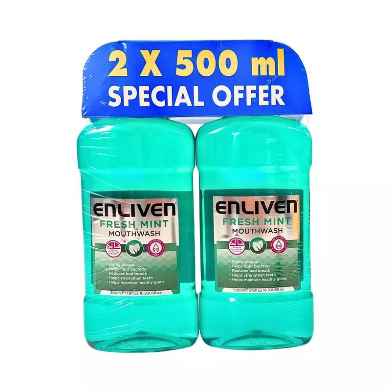 ENLIVEN غسول فم إنلايفن بالنعناع الطازج، عبوة مزدوجة - 2X500مل - Image 1