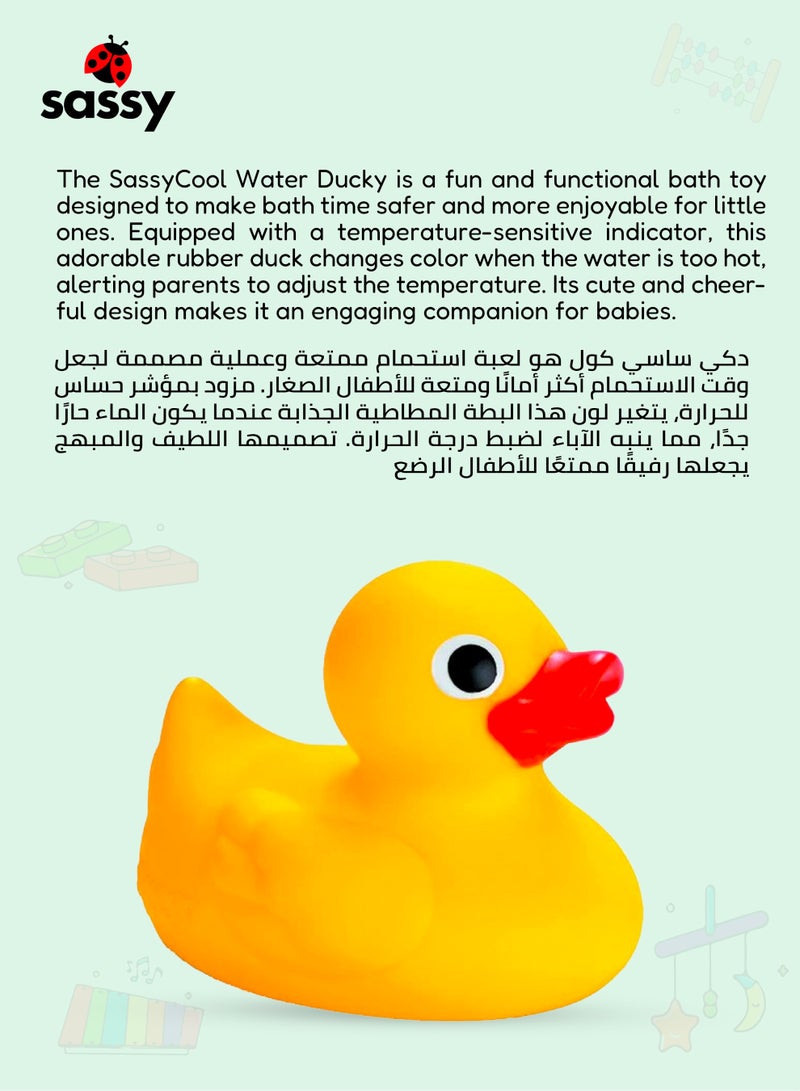 Sassy Sassy Cool Water Ducky – Baby Bath Toy with Too Hot Color Indicator, Temperature-Sensitive Safety Feature, Floating Rubber Duck for Fun & Safe Bath Time – 0+ Months - Image 5