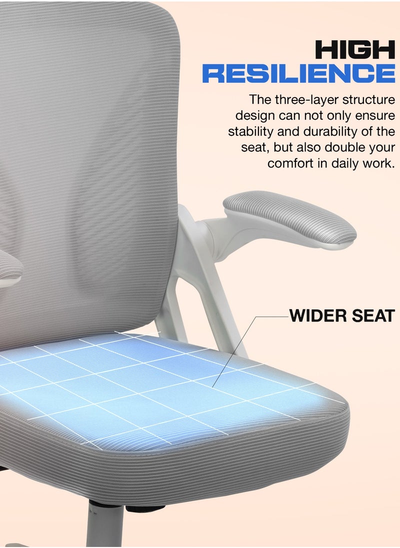 Premium Ergonomic Office Chair for Work from Home, High Back Computer Chair with Flip Up Armrest, Breathable Mesh, Rocking, Adjustable Seat, Winged Back | Mesh Chair for Office White/Grey - pzsku/Z74115D5F490894C84057Z/45/_/1735382878/ebb1925b-e77f-4b99-9529-2e861e486140