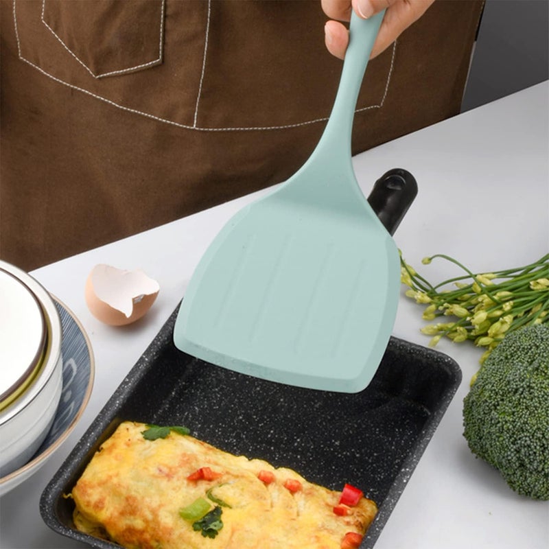 Ramkuwar Silicone Spatula Set HeatResistant Pancakes Shovel Omelette Spatula NonStick Omelet Turner for Cooking Egg Burgers Pizza Pancake SteakSky Blue - Image 3