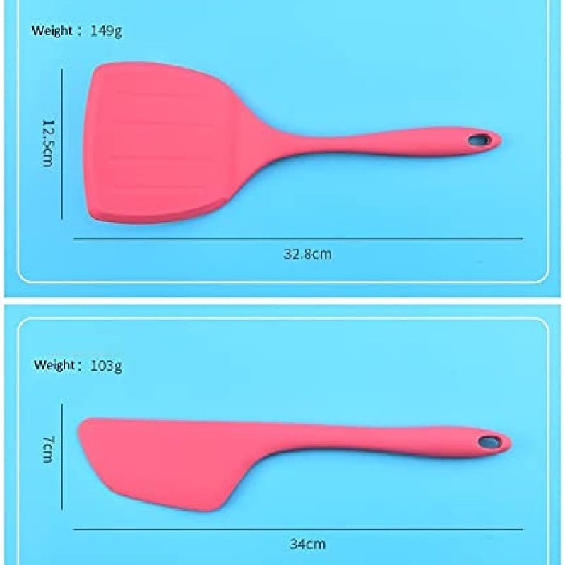 Ramkuwar Silicone Spatula Set HeatResistant Pancakes Shovel Omelette Spatula NonStick Omelet Turner for Cooking Egg Burgers Pizza Pancake SteakSky Blue - Image 2