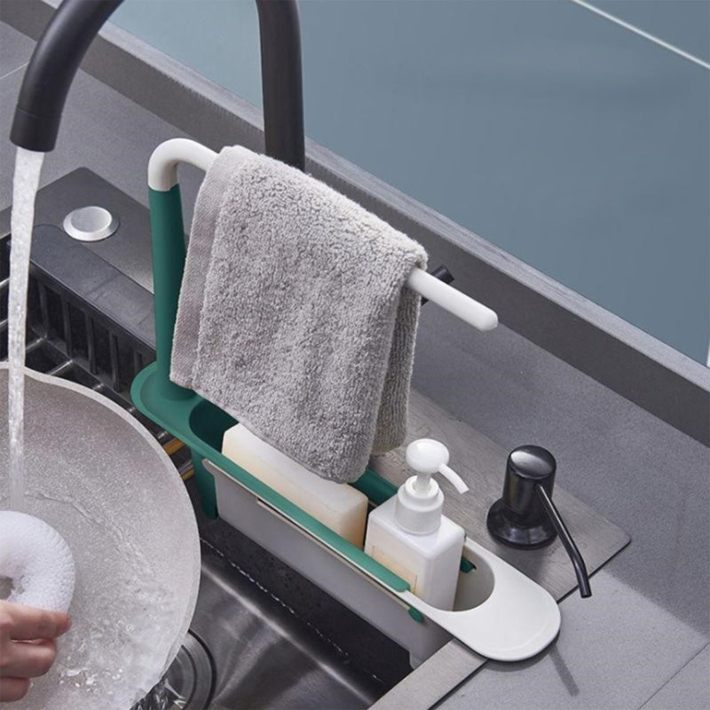 Telescopic Sink Holder: Blue Premium PP Material Retractable Design - Multi-Function Sink Organizer for Kitchen Sink Use - Image 4