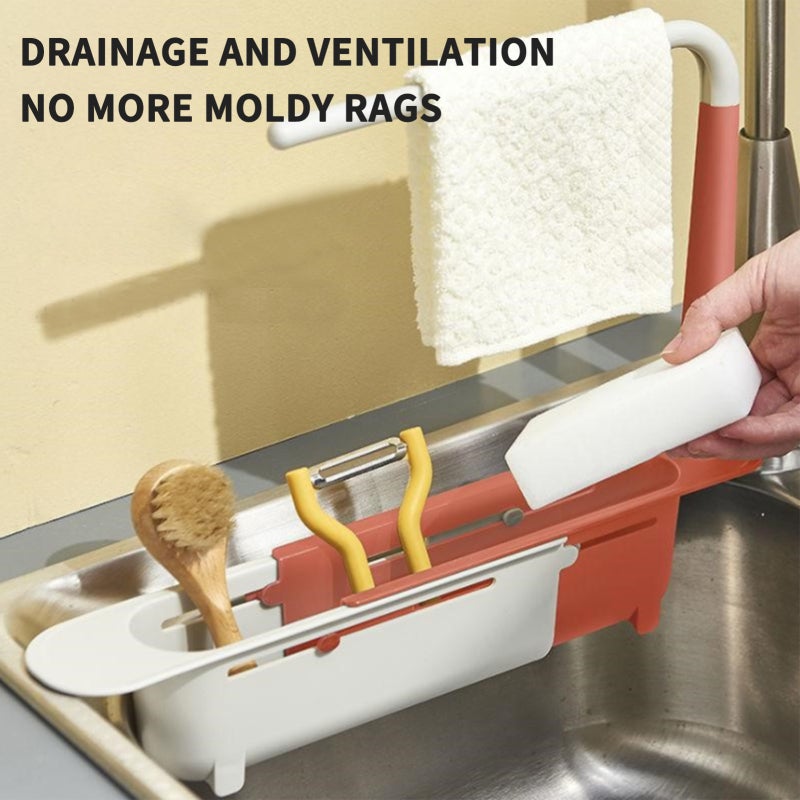 Telescopic Sink Holder: Blue Premium PP Material Retractable Design - Multi-Function Sink Organizer for Kitchen Sink Use - Image 3