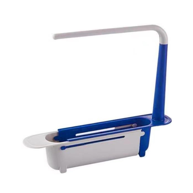 Telescopic Sink Holder: Blue Premium PP Material Retractable Design - Multi-Function Sink Organizer for Kitchen Sink Use - Image 1