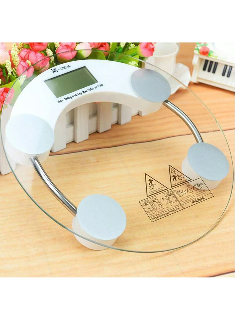 DubaiGallery Digital LCD Electronic Glass Body Weight Scale Health Bathroom Round - Image 4