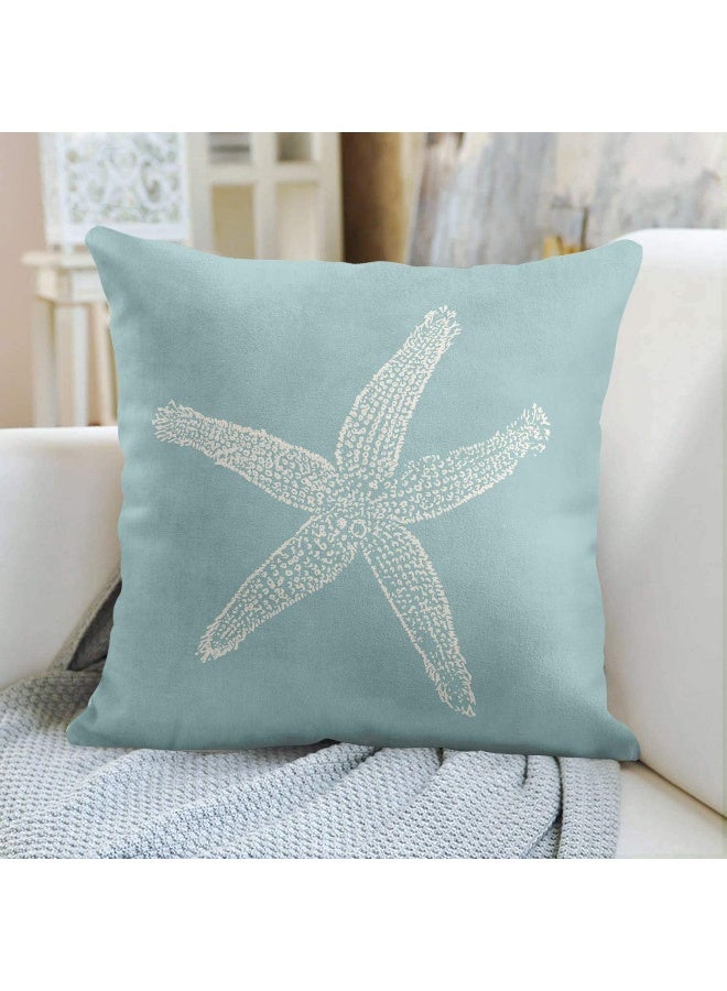 Emvency Throw Pillow Cover Green Star Vintage Starfish Pastel Seafoam Blue Fish Decorative Pillow Case Home Decor Square 18 x 18 Inch Pillowcase - Image 5