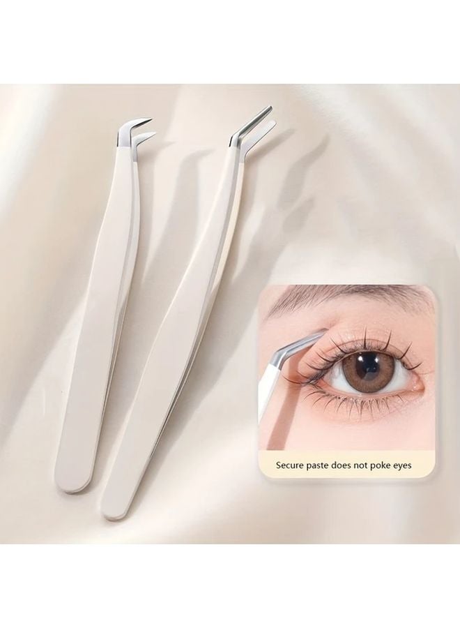 Short Hypoallergenic Eyelash Applicator Tweezers Curved Tip Easy Lash Application Removal - Image 3