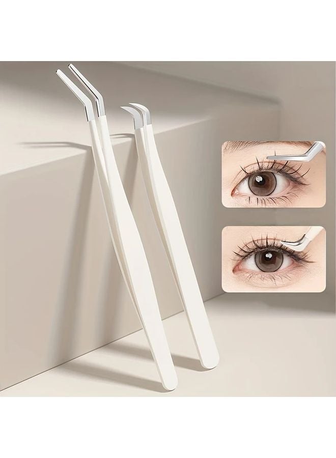 Short Hypoallergenic Eyelash Applicator Tweezers Curved Tip Easy Lash Application Removal - Image 2
