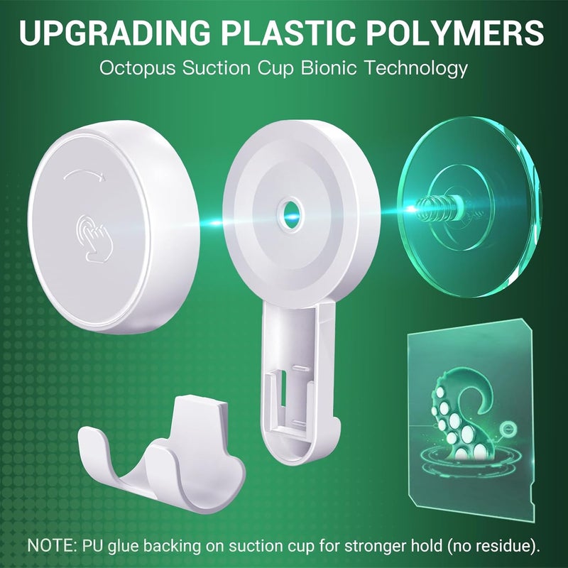 LUXEAR Suction Hooks Powerful Vacuum Suction Cup Hooks-6PACK Razor White - Image 5