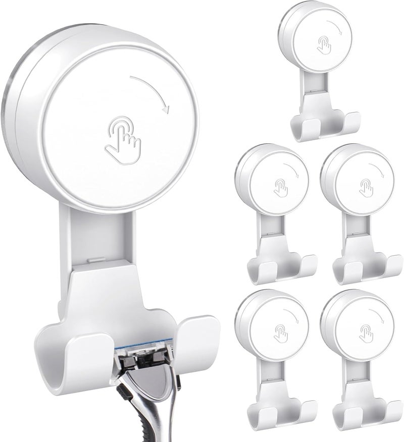 LUXEAR Suction Hooks Powerful Vacuum Suction Cup Hooks-6PACK Razor White - Image 1