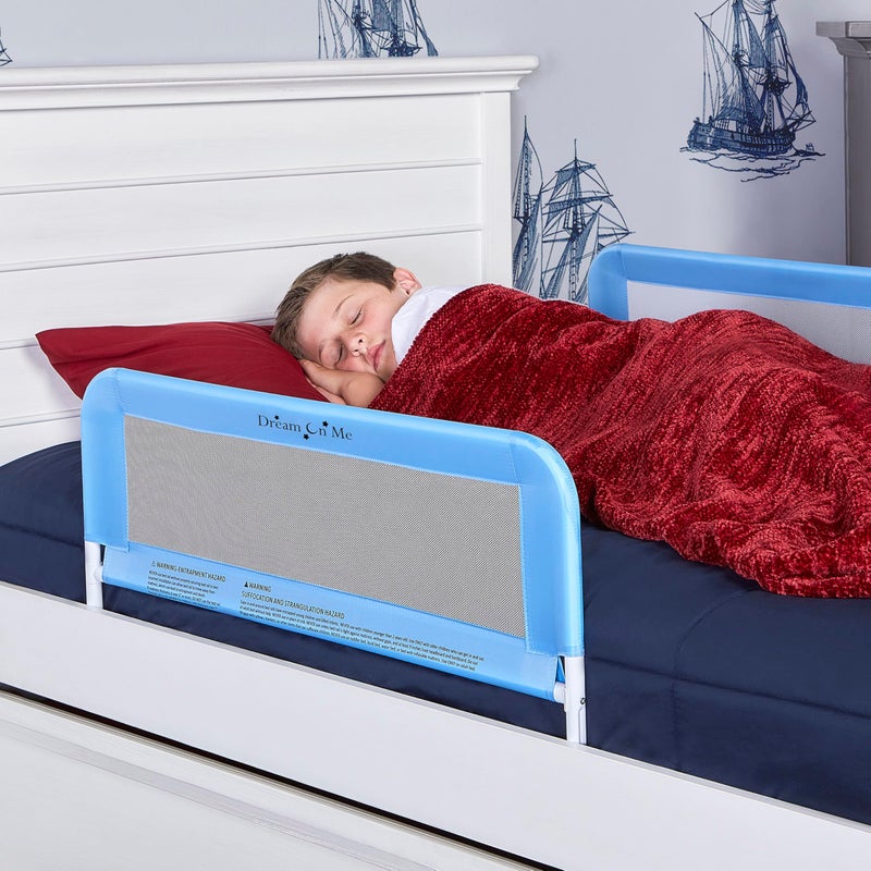 Dream On Me Lightweight Mesh Security Adjustable Bed Rail Double Pack with Breathable Mesh Fabric in Blue, 2 Count (Pack of 1) - Image 2