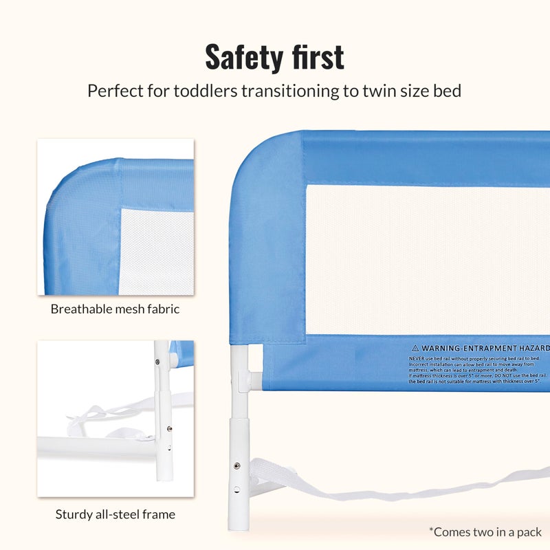 Dream On Me Lightweight Mesh Security Adjustable Bed Rail Double Pack with Breathable Mesh Fabric in Blue, 2 Count (Pack of 1) - Image 4