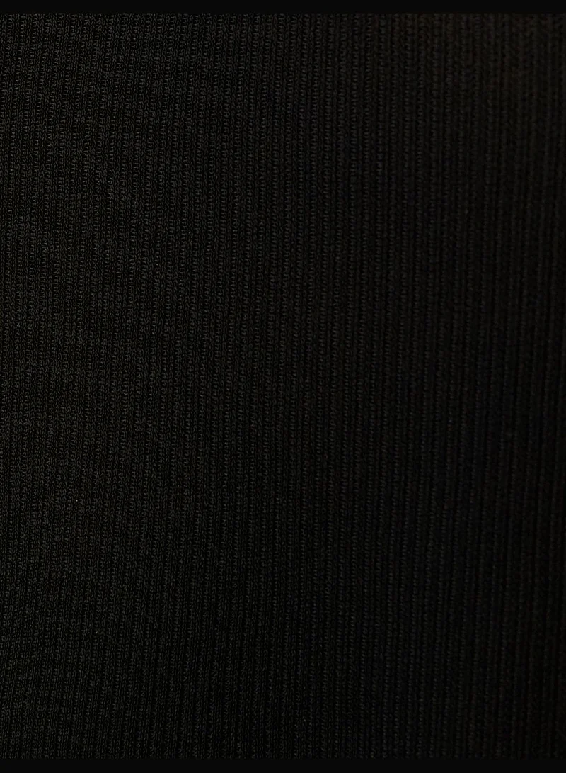 كوتون Cut Out Detail Draped Long Sleeve Crop T-Shirt