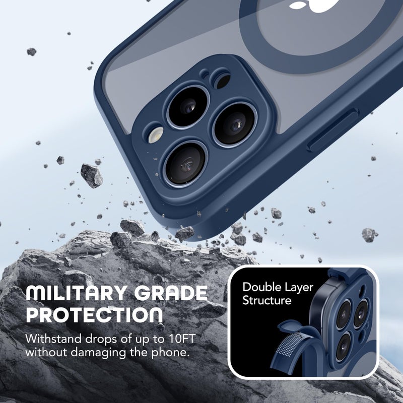 TIESZEN for iPhone 15 Pro Max Case, Compatible with MagSafe, Built-in Privacy Screen Protector and Camera Protection, Anti Spy Full Body Dustproof Shockproof Hard Phone Case 6.7", Dark Blue - Image 4