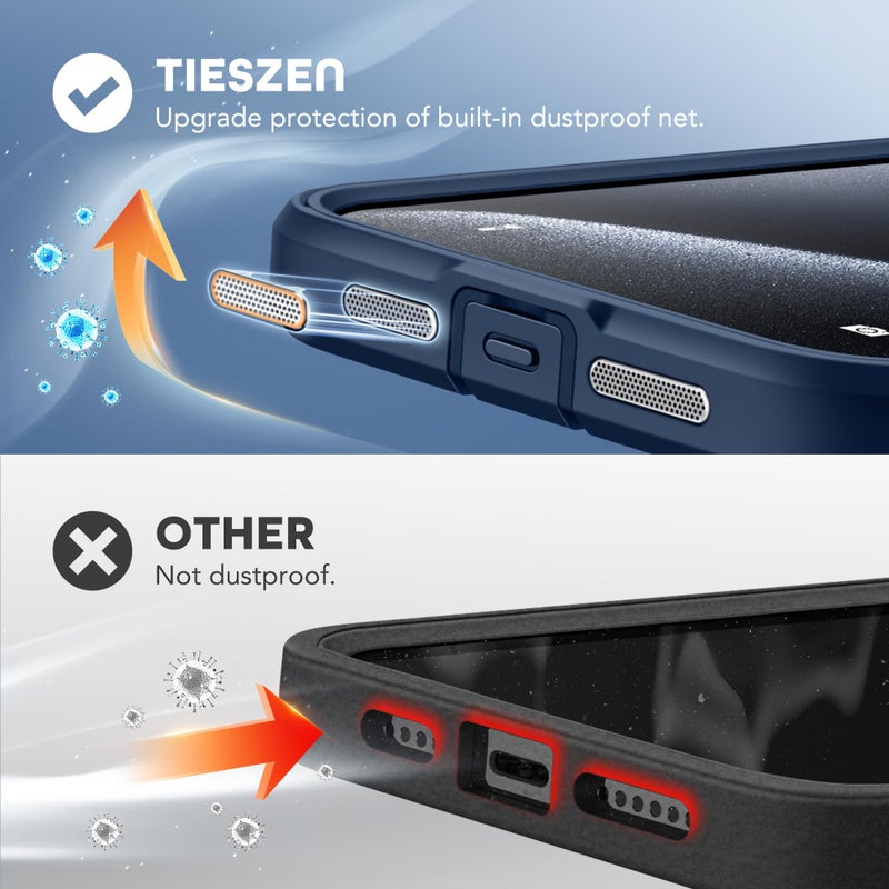 TIESZEN for iPhone 15 Pro Max Case, Compatible with MagSafe, Built-in Privacy Screen Protector and Camera Protection, Anti Spy Full Body Dustproof Shockproof Hard Phone Case 6.7", Dark Blue - Image 5