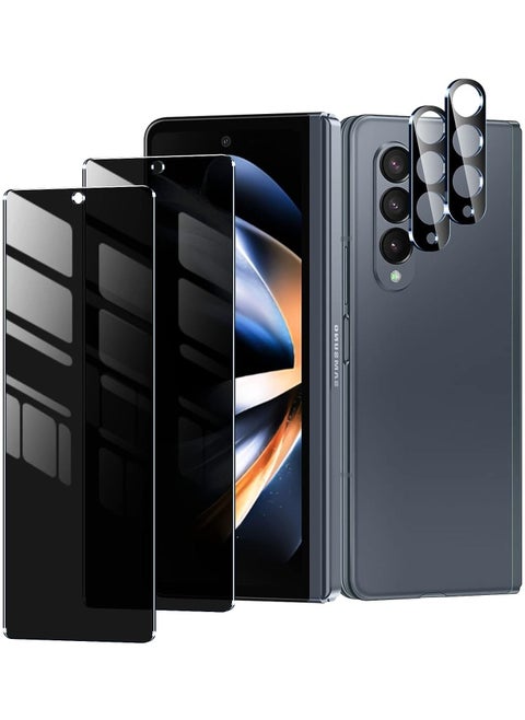 [2+2Pack] Galaxy Z Fold 4 Privacy Screen Protector and Tempered Glass Camera Lens Protector, Anti-Scratch, No Bubbles, Anti-Spy