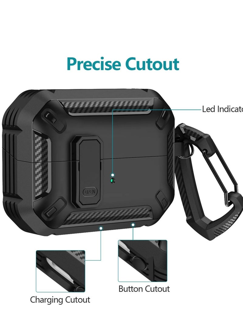 Compatible Samsung Galaxy Buds3/Galaxy Buds3 Pro (2024) with Locking Closure, Rugged Drop-Proof Headphone Case with Hiking Buckle with 3-in-1 Cleaning Tool - (Black)  - Image 5