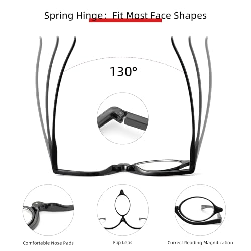 JM 2 Pairs Makeup Reading Glasses Magnifying Flip Down Cosmetic Readers for Women with Spring Hinge +1.75 - Image 4