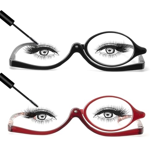 JM 2 Pairs Makeup Reading Glasses Magnifying Flip Down Cosmetic Readers for Women with Spring Hinge +1.75 - Image 1