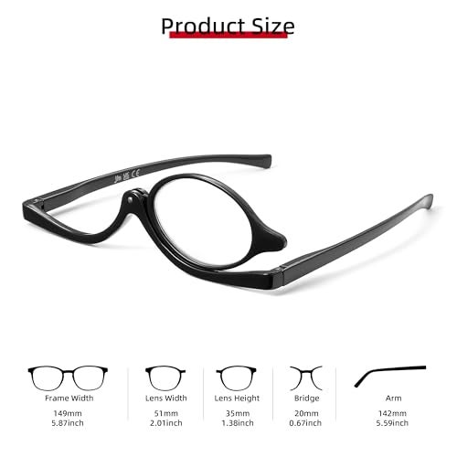 JM 2 Pairs Makeup Reading Glasses Magnifying Flip Down Cosmetic Readers for Women with Spring Hinge +1.75 - Image 5