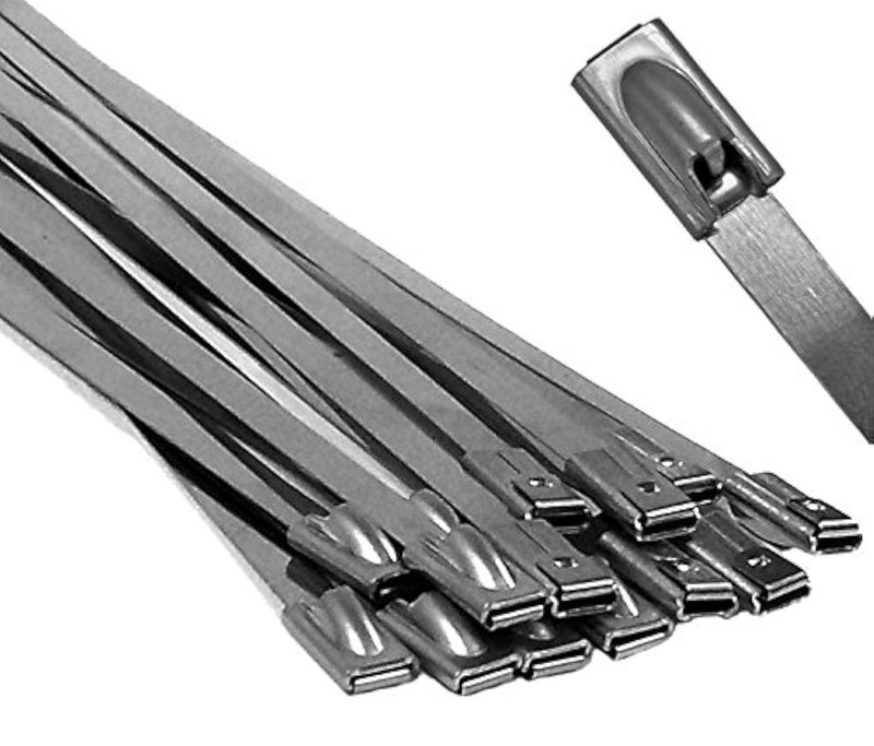 Electriduct 304 Stainless Steel Cable Ties 20 Inch 200 Lbs Heavy Duty Self Locking Ball Lock Zip Ties UV Resistant (25 Pack) - Image 1