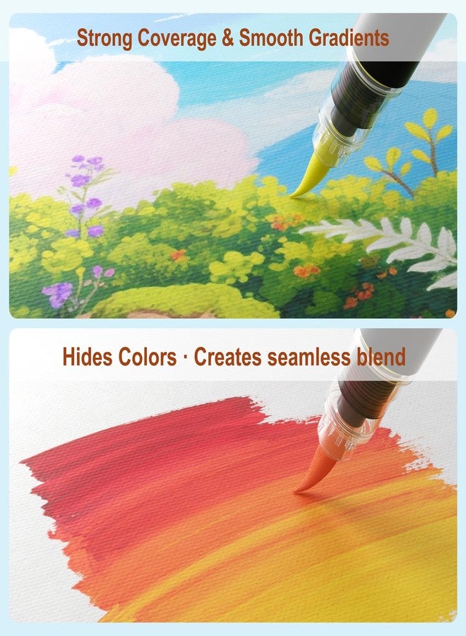 ساني أقلام تلوين أكريليك من سوني، 36 لونًا، عبوة من 18 قلمًا برأس فرشاة، أقلام تلوين للورق، المعدن، الصخور، السيراميك، الخشب، القماش، الزجاج، مجموعة أدوات فنية وحرفية يدوية - Image 4