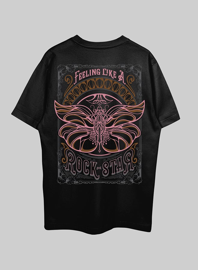 THREADCURRY تي شيرت قطن فضفاض مطبوع بأكتاف منسدلة مقاس كبير للرجال من THREADCURRY للرجال - Image 1