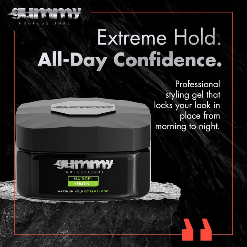 Gummy Professional Hair Gel Extreme Hold â€“ Keratin-Infused Styling Gel for Women & Men â€“ Long-Lasting Control, Shine & Strength â€“ Ideal for Slick Back, Defined Curls & Wet Look Hairstyles â€“ 220 ml - Image 2