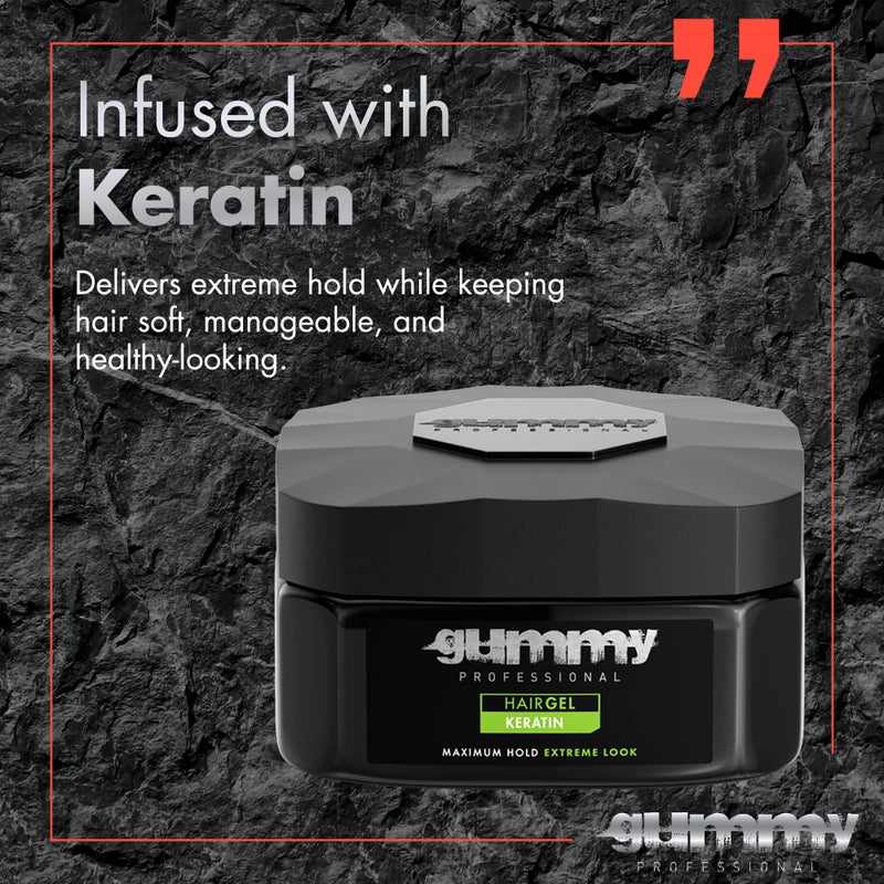 Gummy Professional Hair Gel Extreme Hold â€“ Keratin-Infused Styling Gel for Women & Men â€“ Long-Lasting Control, Shine & Strength â€“ Ideal for Slick Back, Defined Curls & Wet Look Hairstyles â€“ 220 ml - Image 5
