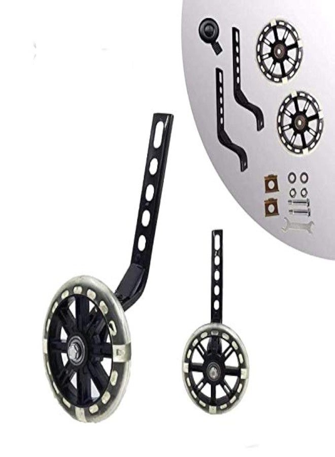 HUWAY training wheels flash mute wheel bicycle stabiliser mounted Kit compatible for bikes of 12 14 16 18 20 Inch， 1 Pair (Black) - Image 1